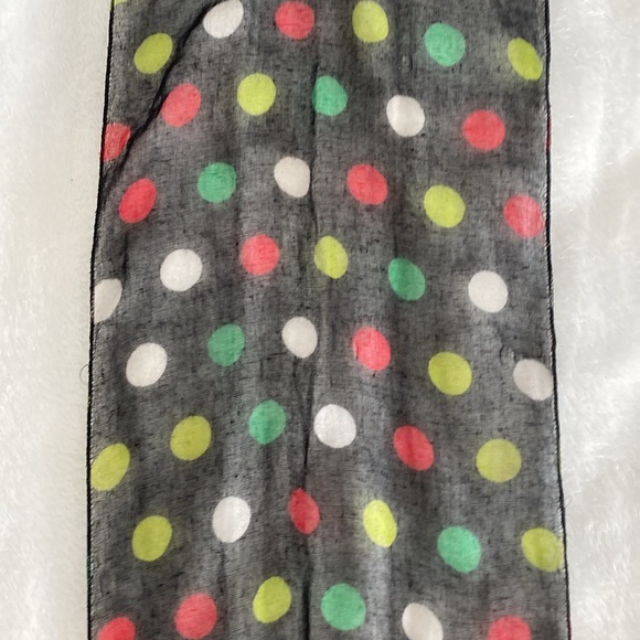 Black sheer colourful polka dot scarf - Picture 9 of 17